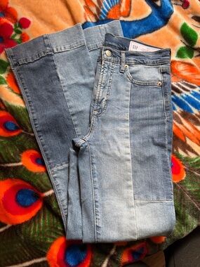 GAP High Rise Patchwork '70s Flare Jeans